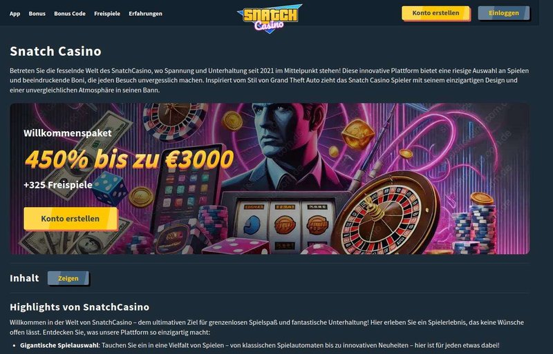 Snatch Casino Erfahrungen: Bonus Codes und mehr ohne Einzahlung - overview